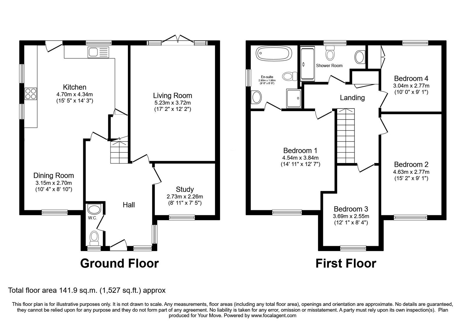 Floorplan of 4 bedroom Detached House for sale, Kenyon Close, Heighington, Lincolnshire, LN4