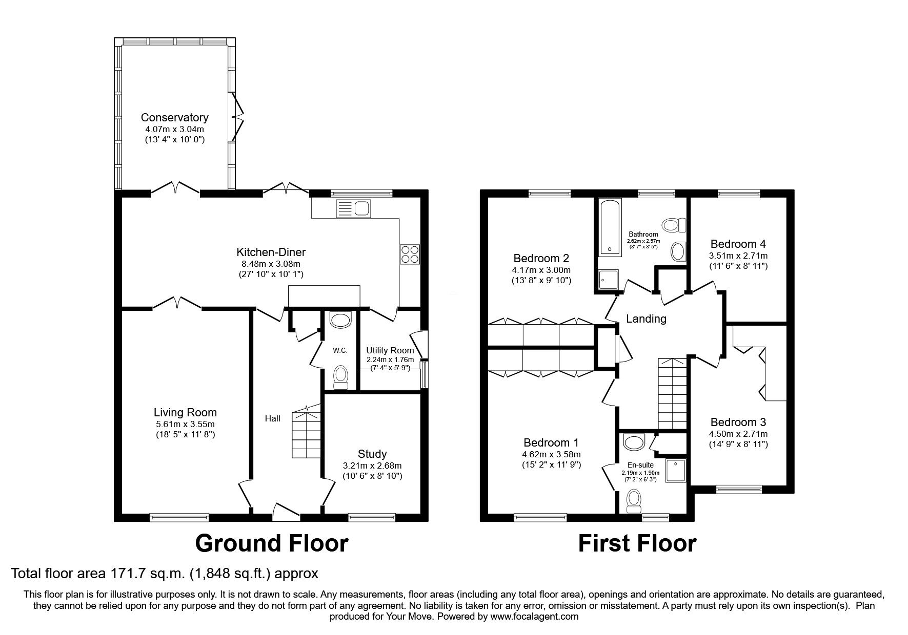 Floorplan of 4 bedroom Detached House for sale, Rivermead, Lincoln, Lincolnshire, LN6