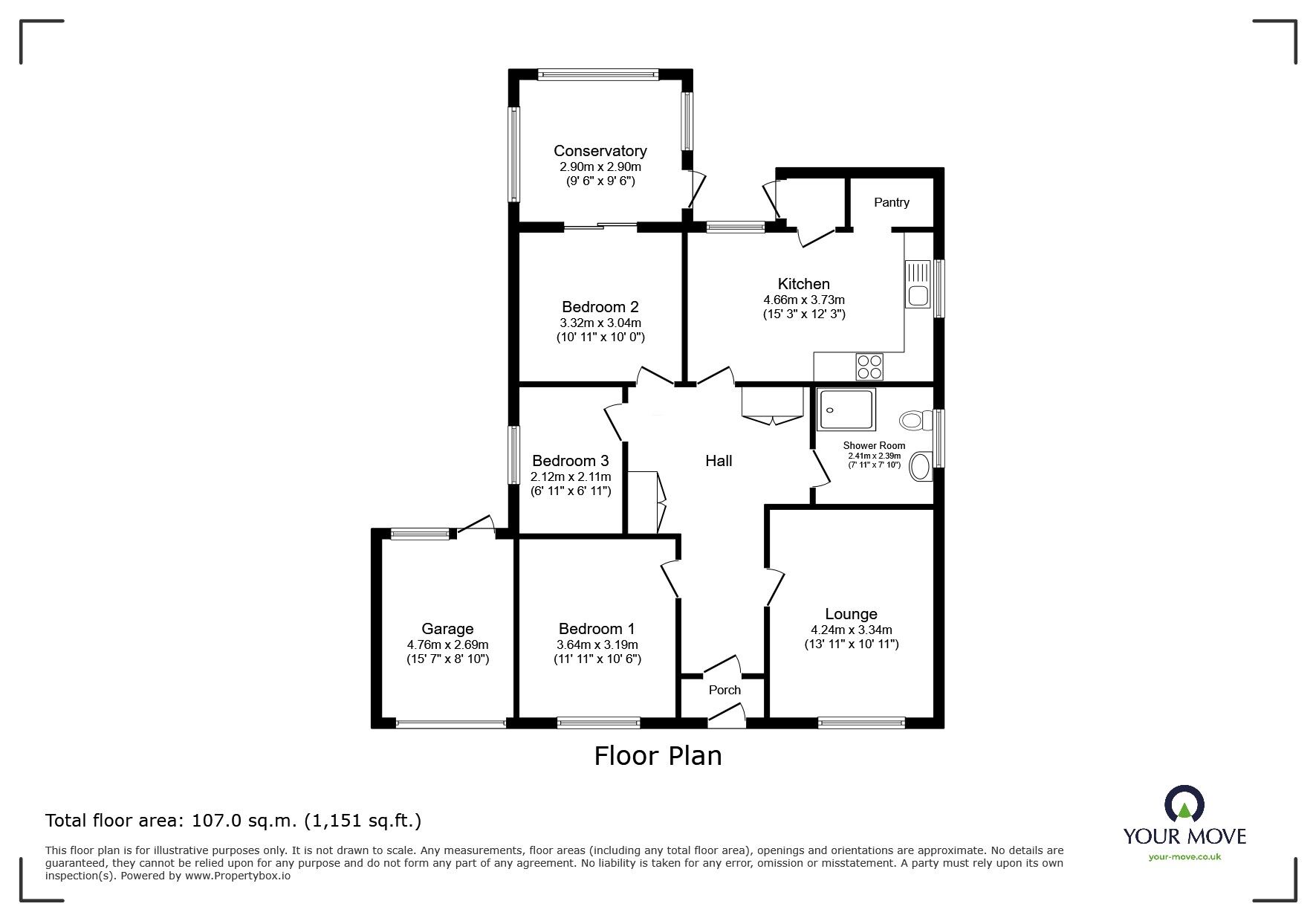 Floorplan of 3 bedroom Detached Bungalow for sale, Astwick Road, Lincoln, Lincolnshire, LN6