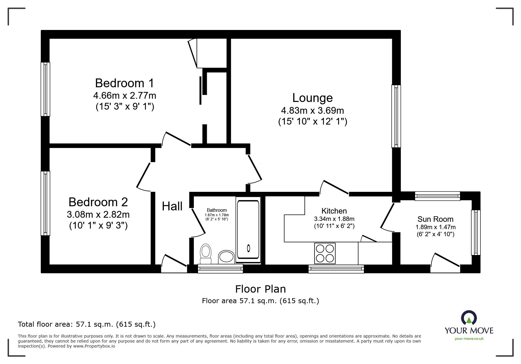 Floorplan of 2 bedroom Semi Detached Bungalow for sale, Mulberry Avenue, North Hykeham, Lincolnshire, LN6