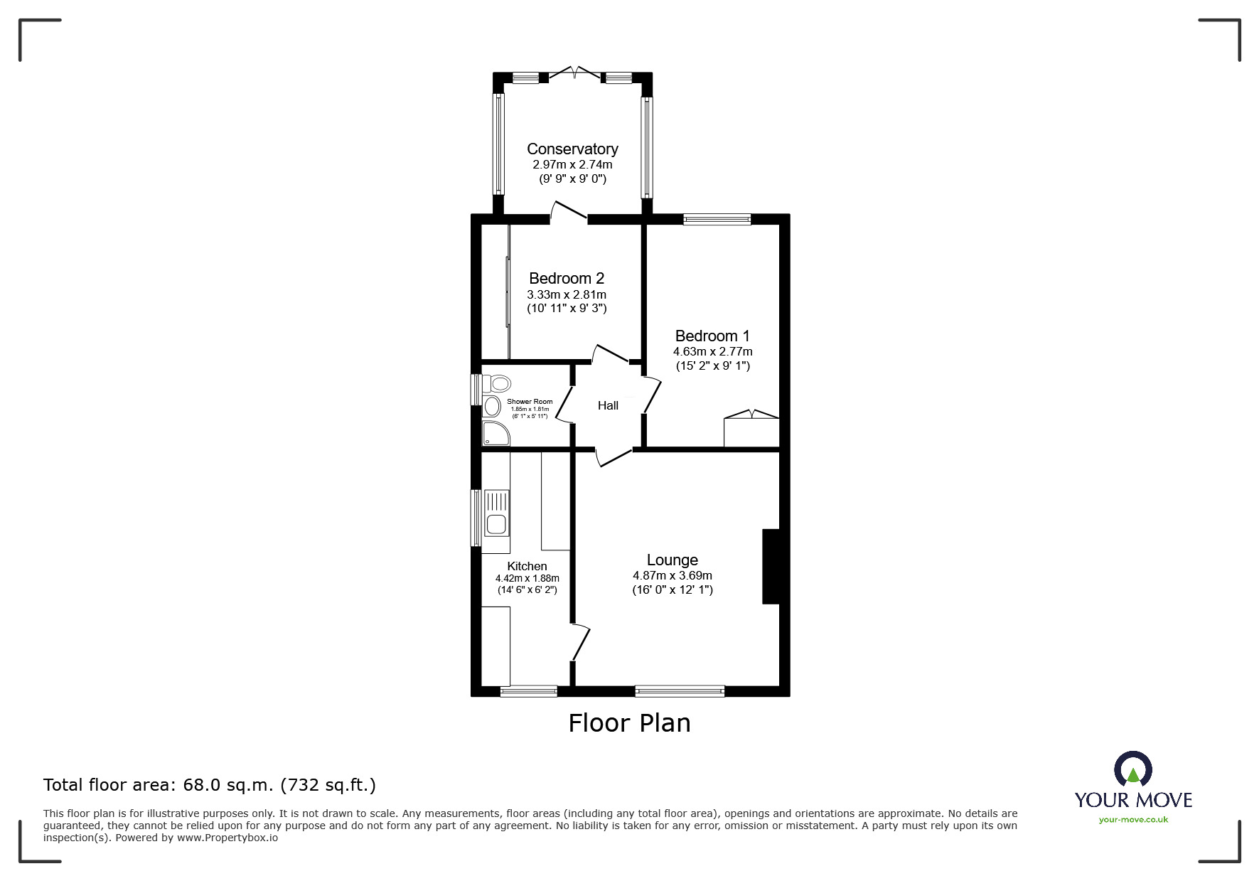 Floorplan of 2 bedroom Semi Detached Bungalow for sale, Broadway, North Hykeham, Lincolnshire, LN6