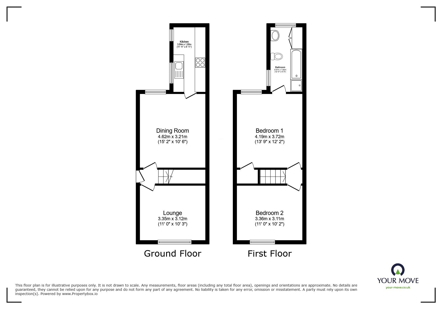 Floorplan of 2 bedroom Mid Terrace House for sale, Wilson Street, Lincoln, Lincolnshire, LN1