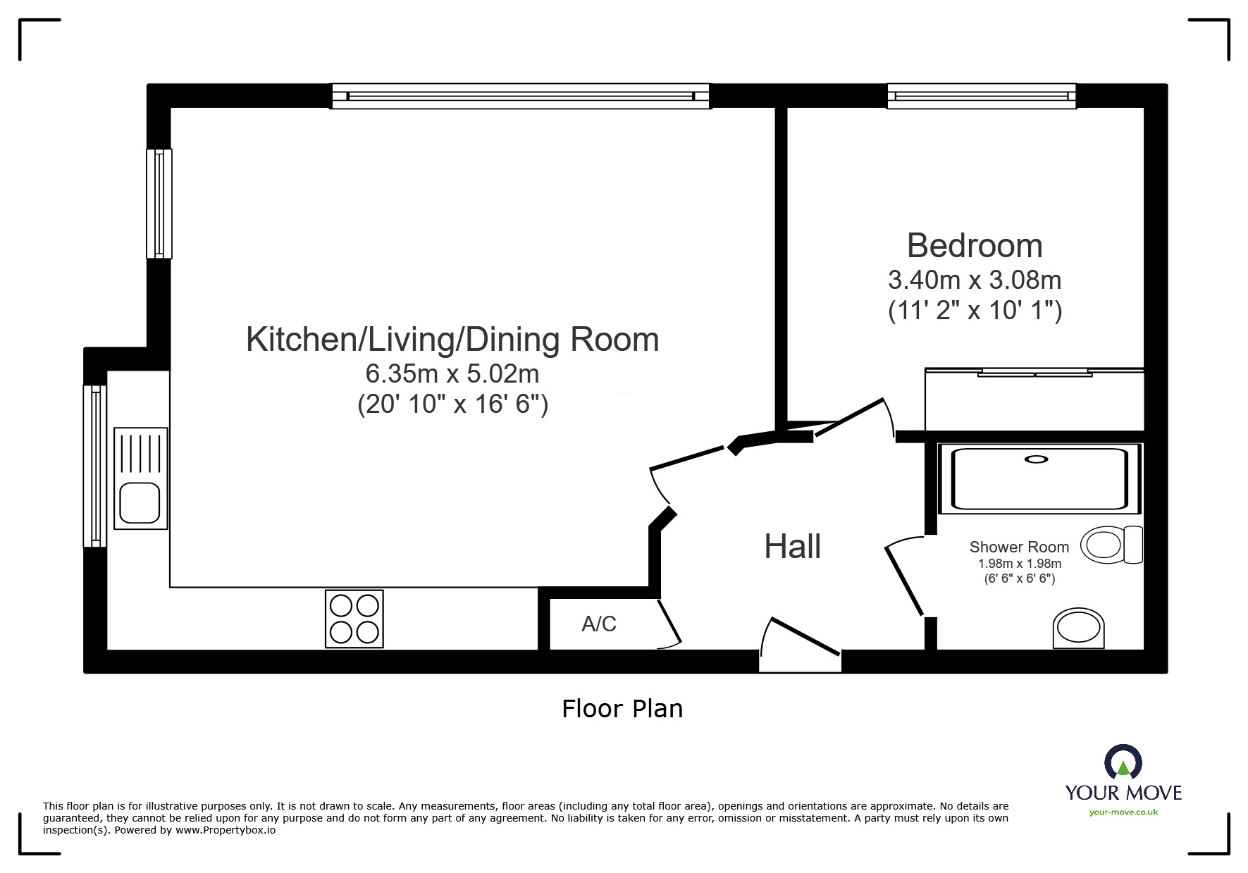 Floorplan of 1 bedroom Flat for sale, Warren Lane, Witham St. Hughs, Lincolnshire, LN6