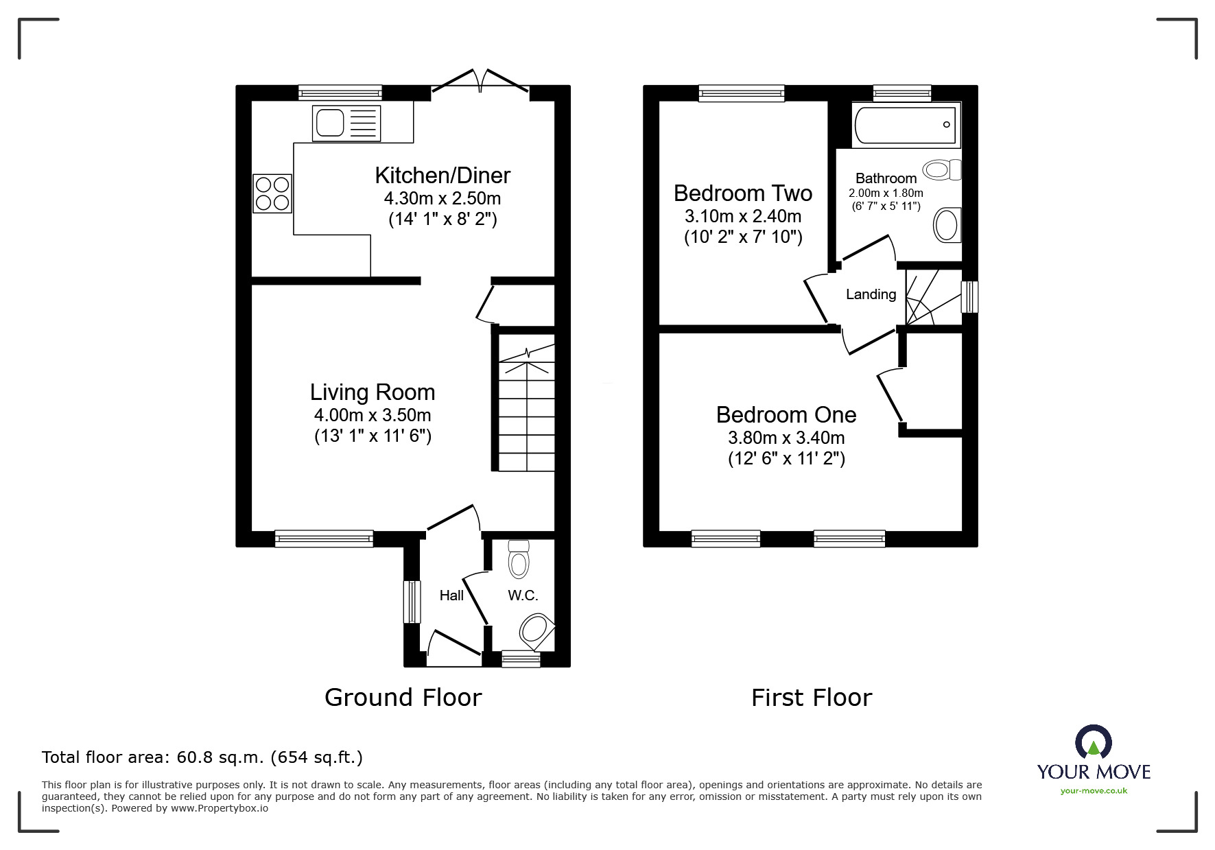 Floorplan of 2 bedroom Mid Terrace House for sale, Capito Drive, North Hykeham, Lincoln, LN6