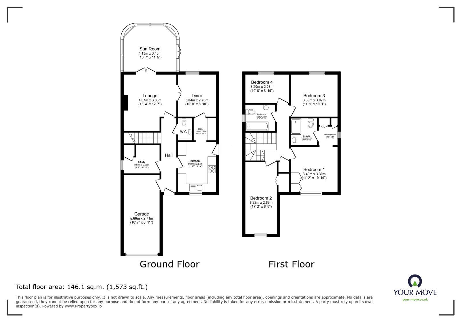 Floorplan of 4 bedroom Detached House for sale, Beechcroft Close, South Hykeham, Lincolnshire, LN6