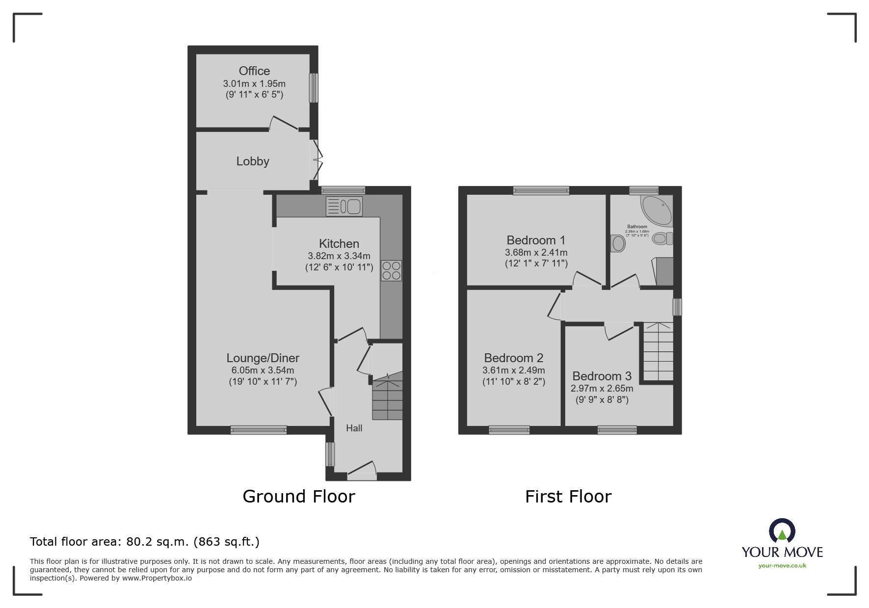 Floorplan of 3 bedroom Detached House for sale, Melbourne Way, Waddington, Lincolnshire, LN5