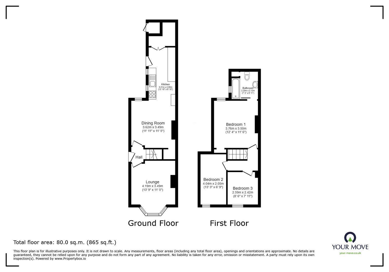 Floorplan of 3 bedroom Mid Terrace House for sale, Kingsway, Lincoln, Lincolnshire, LN5