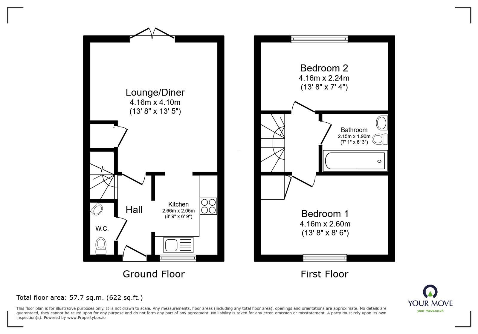 Floorplan of 2 bedroom Mid Terrace House for sale, Lindum Mews, North Hykeham, Lincolnshire, LN6