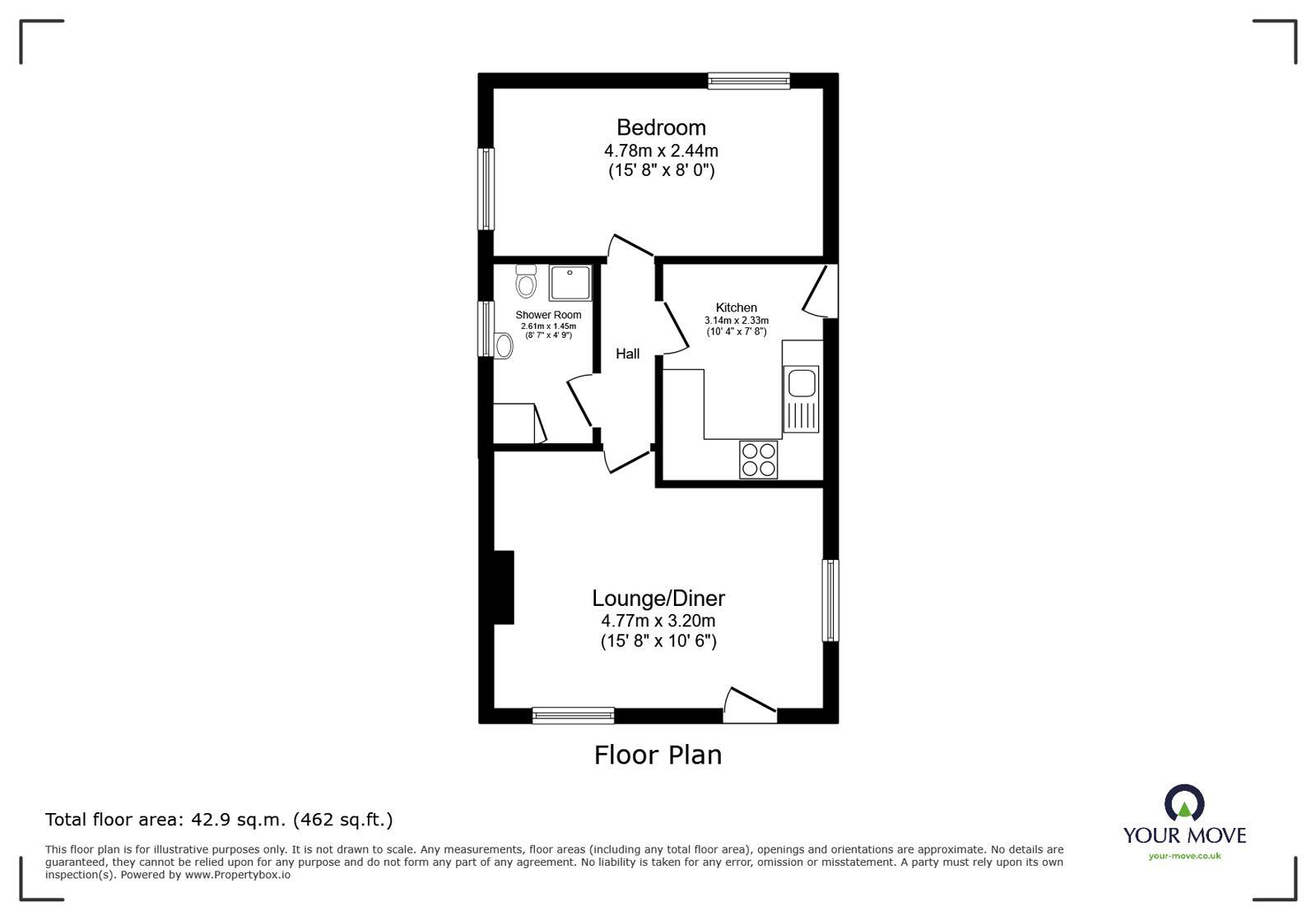 Floorplan of 1 bedroom Detached Property for sale, Wood Lane, South Hykeham, Lincolnshire, LN6