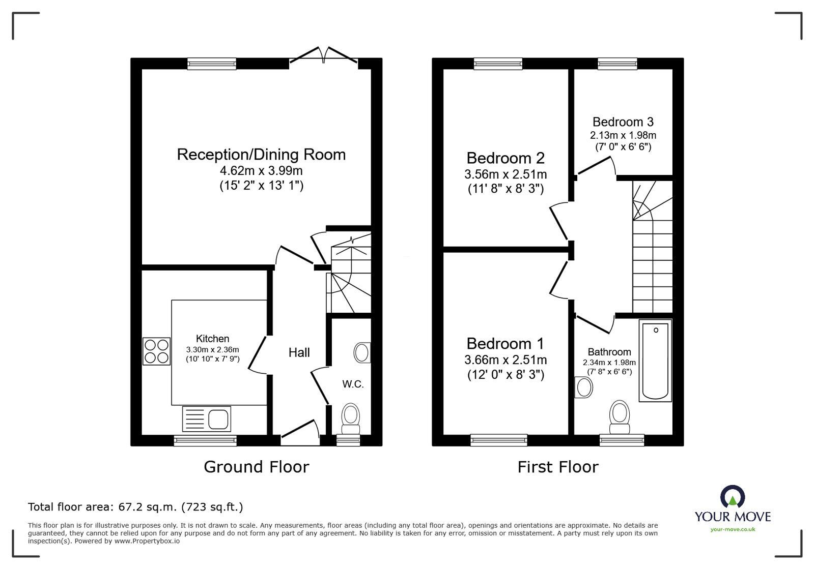 Floorplan of 3 bedroom Semi Detached House for sale, Brant Road, Waddington, Lincolnshire, LN5