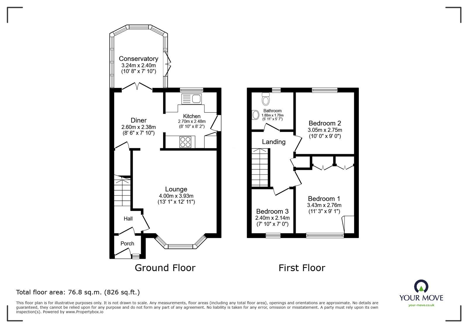 Floorplan of 3 bedroom Semi Detached House to rent, Locking Close, Lincoln, Lincolnshire, LN6