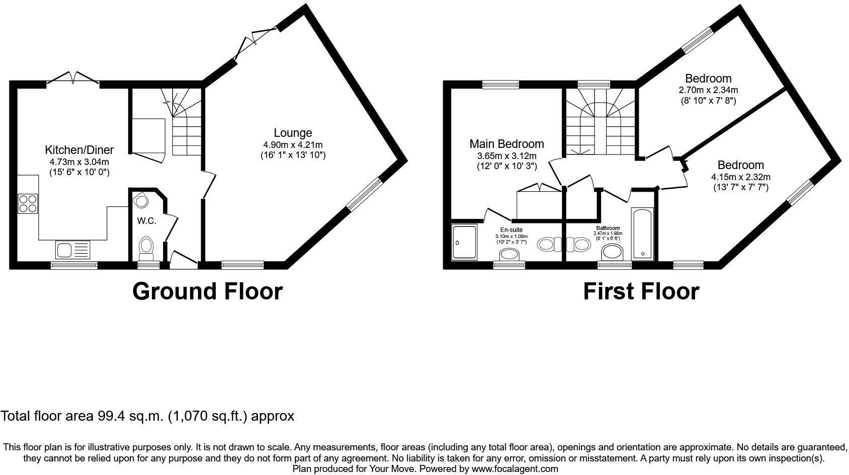 Floorplan of 3 bedroom Semi Detached House for sale, Honeysuckle Road, Witham St. Hughs, Lincolnshire, LN6