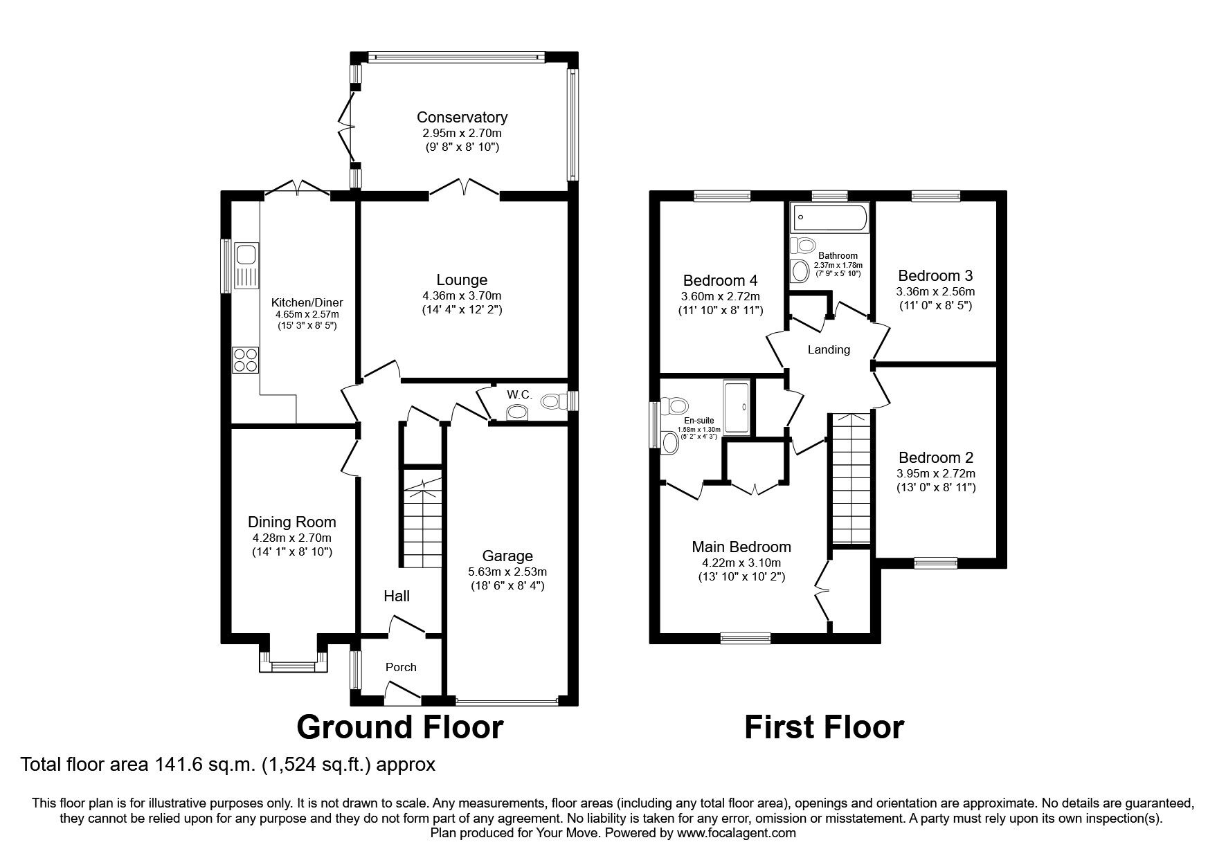Floorplan of 4 bedroom Detached House for sale, Heather Gardens, North Hykeham, Lincolnshire, LN6