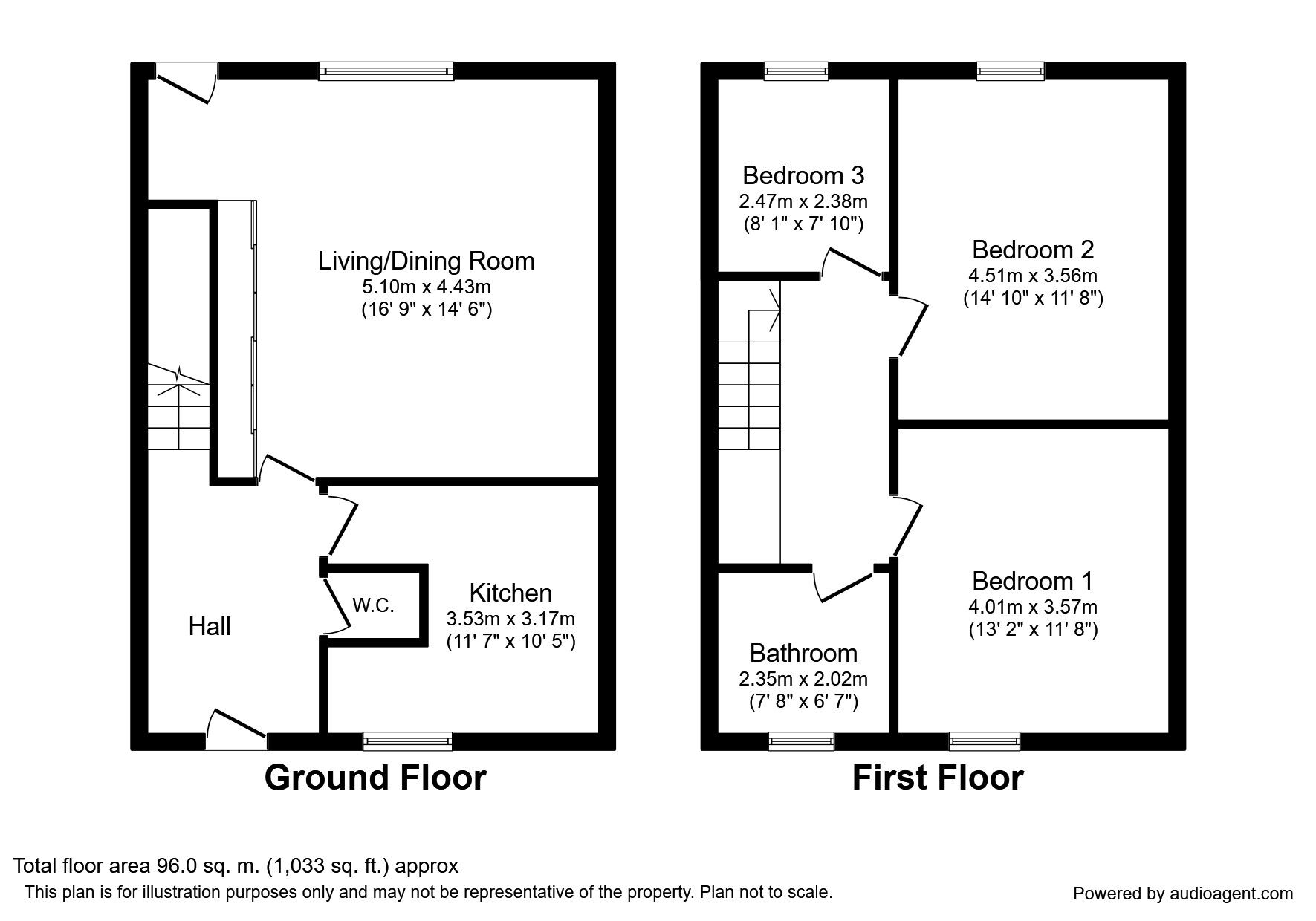 Floorplan of 3 bedroom Mid Terrace House to rent, Osborne Road, Belvedere, Kent, DA17
