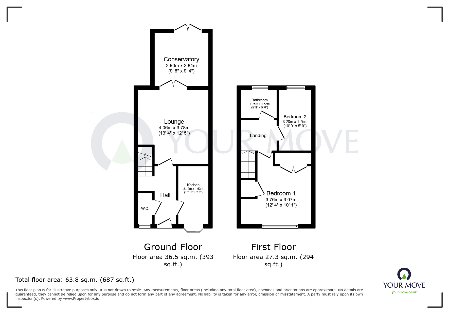 Floorplan of 2 bedroom  House to rent, Versailles Gardens, Hucknall, Nottingham, NG15