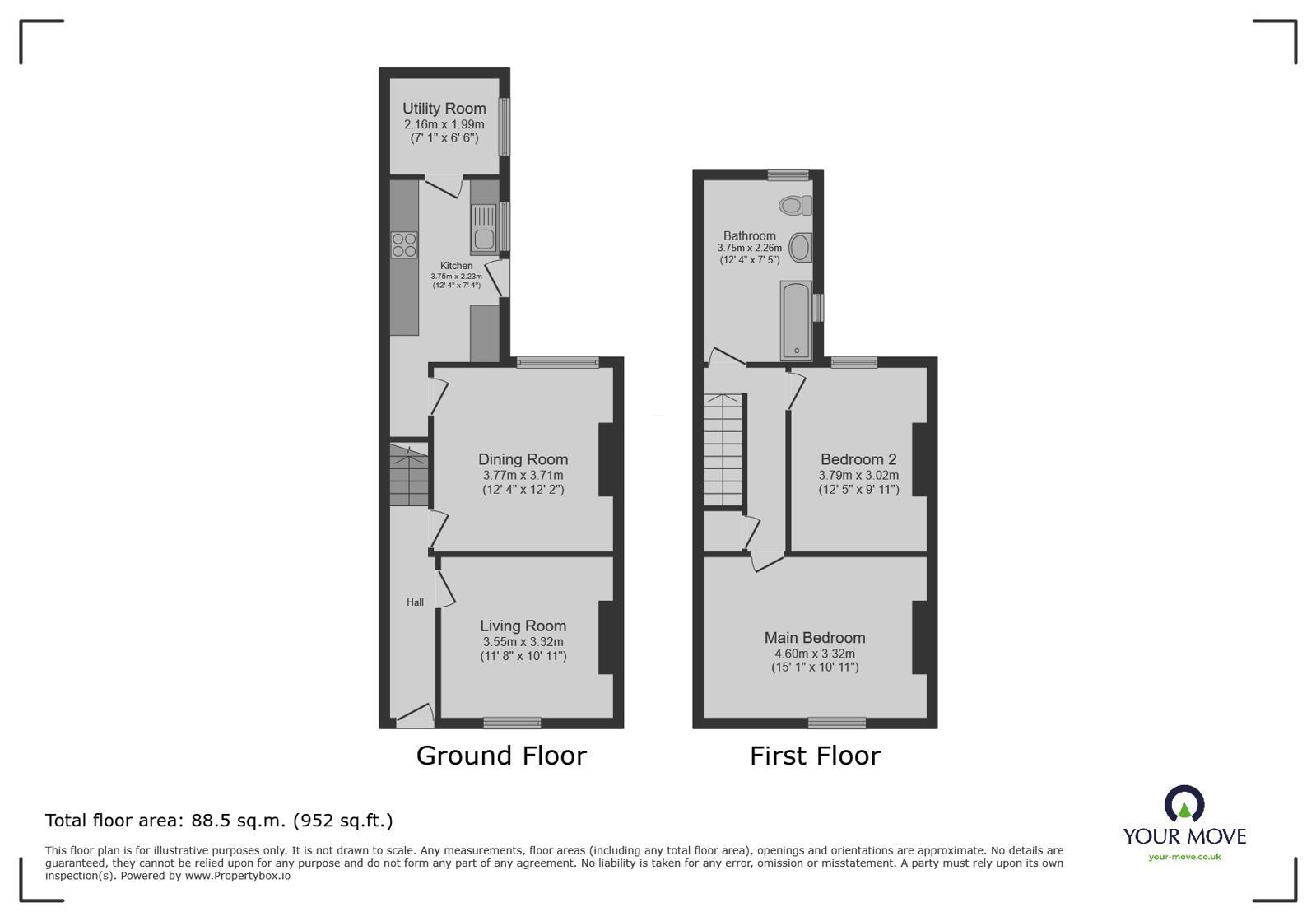 Floorplan of 2 bedroom Mid Terrace House for sale, Wellington Street, Nottingham, NG3