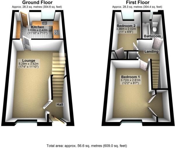 Floorplan of 2 bedroom Semi Detached House to rent, Meadow Brown Road, Nottingham, NG7