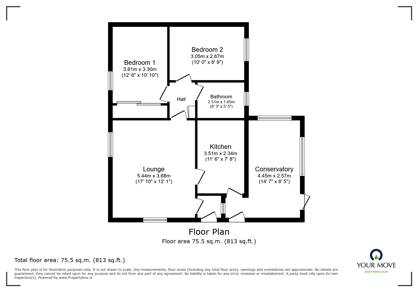 Floorplan of 2 bedroom Detached Bungalow for sale, Robins Wood Road, Nottingham, Nottinghamshire, NG8