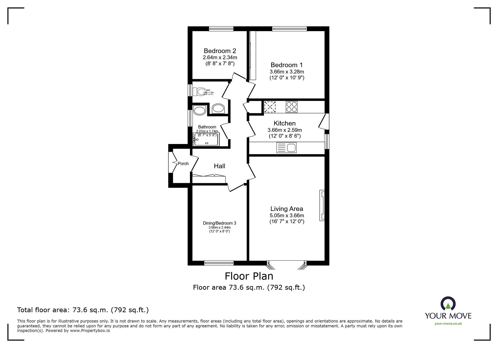 Floorplan of 3 bedroom Detached Bungalow to rent, Pimlico Avenue, Bramcote, Nottinghamshire, NG9