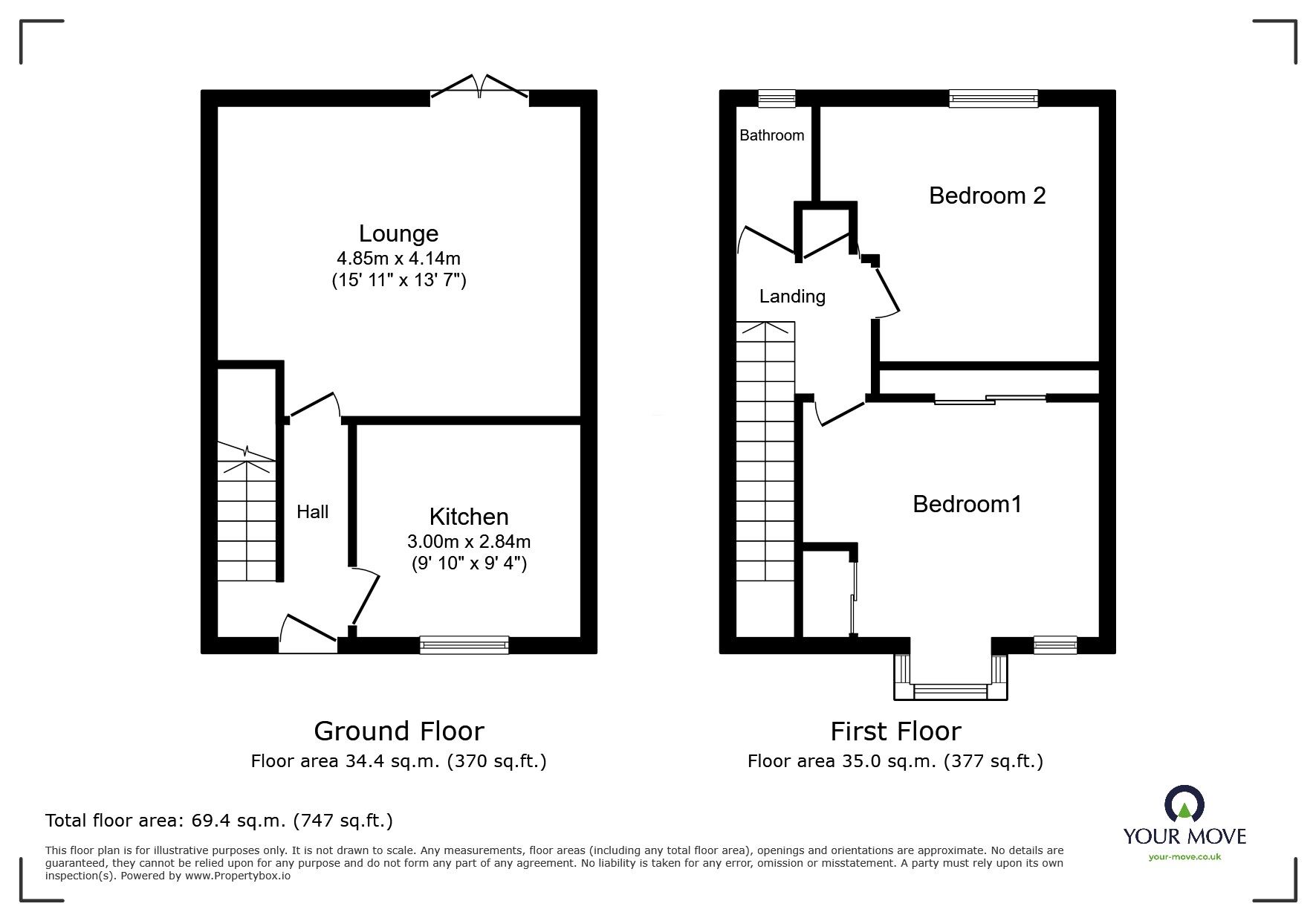 Floorplan of 2 bedroom Semi Detached House for sale, Sands Close, Colwick, Nottingham, NG4