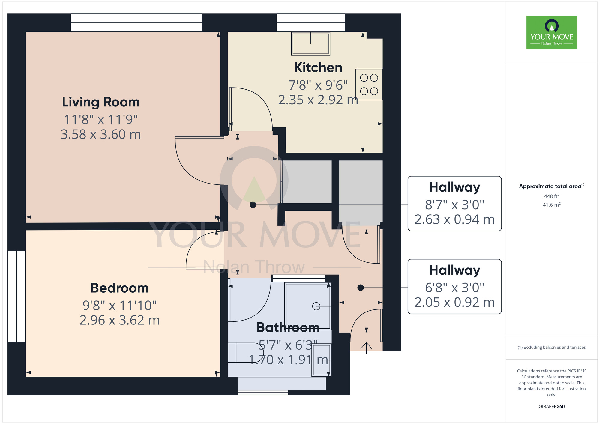 Floorplan of 1 bedroom  Flat to rent, Rothersthorpe Road, Northampton, Northamptonshire, NN4