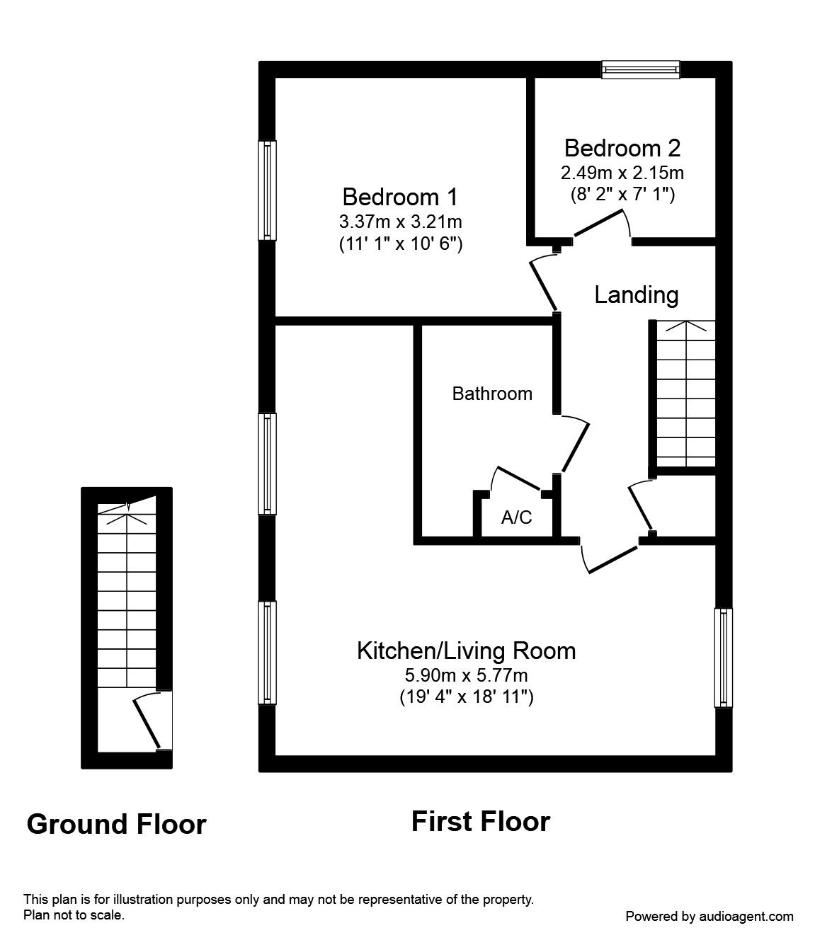 Floorplan of 2 bedroom  Flat to rent, Lychgate Close, Glascote, Staffordshire, B77