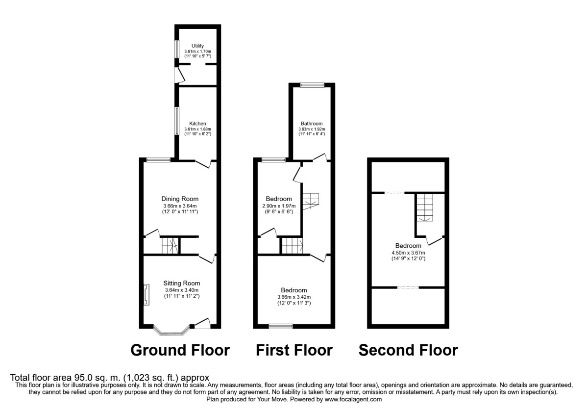 Floorplan of 3 bedroom Semi Detached House to rent, Webb Street, Nuneaton, Warwickshire, CV10
