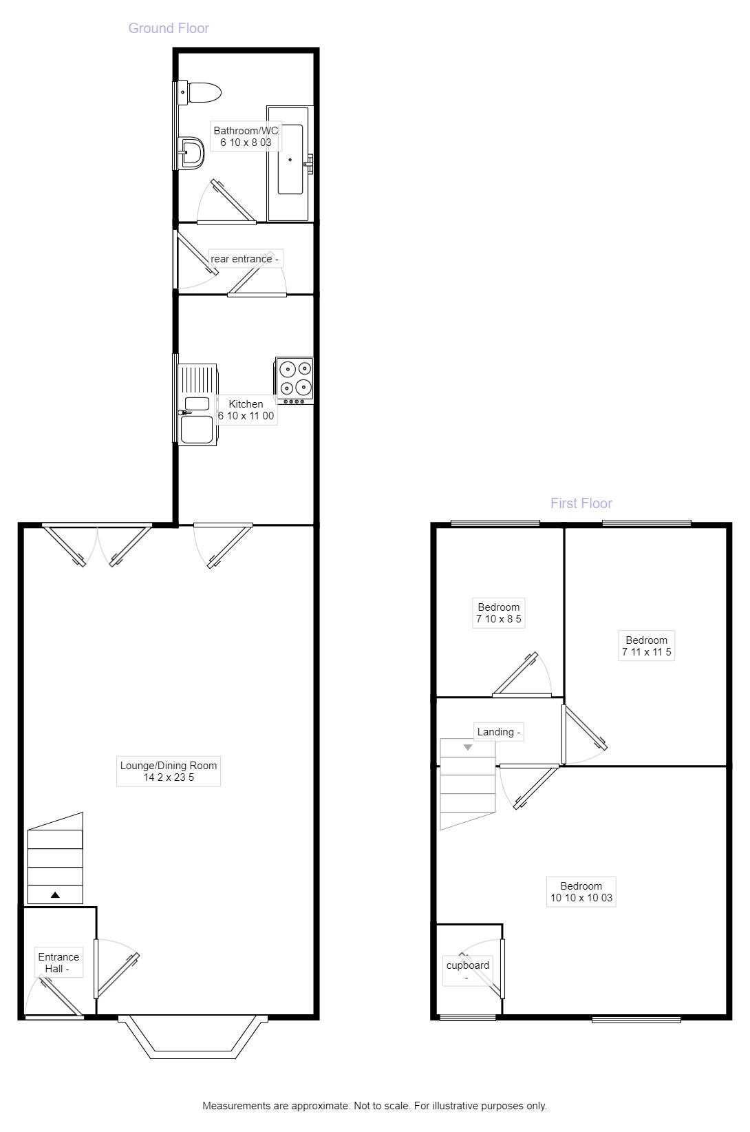 Floorplan of 3 bedroom Mid Terrace House to rent, Greenmoor Road, Nuneaton, Warwickshire, CV10