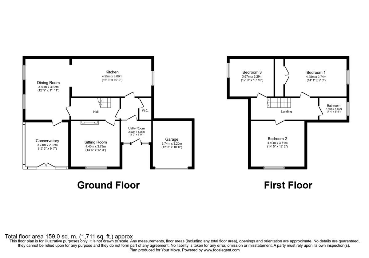 Floorplan of 3 bedroom Semi Detached House to rent, Oldbury, Nuneaton, Warwickshire, CV10