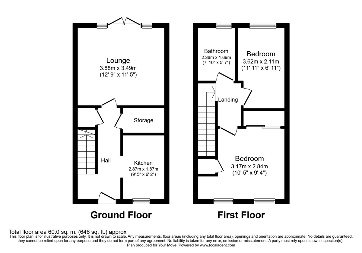 Floorplan of 2 bedroom Mid Terrace House to rent, Haselbury Corner, Nuneaton, Warwickshire, CV10