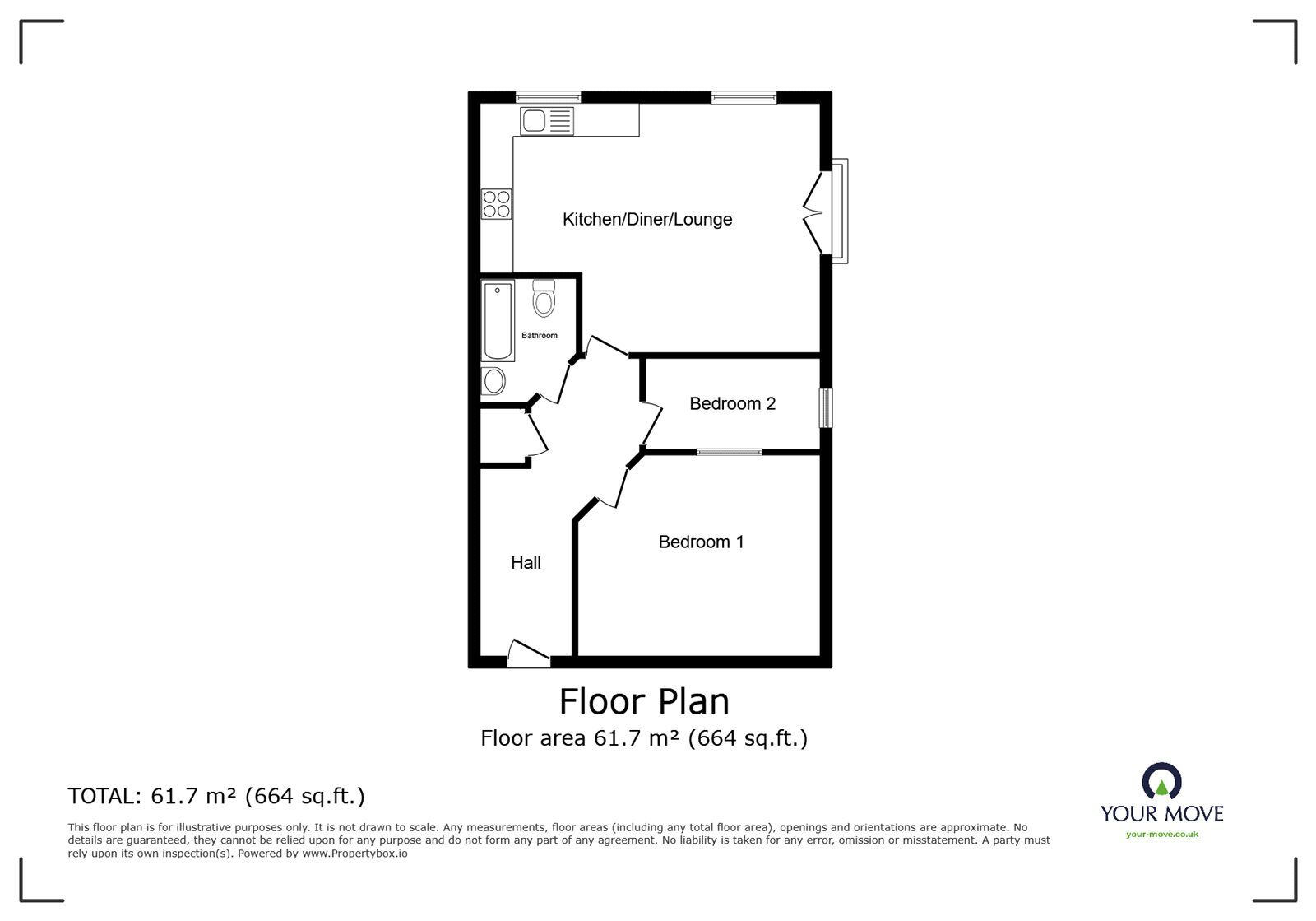 Floorplan of 2 bedroom  Flat for sale, Swan Close, Nuneaton, CV10