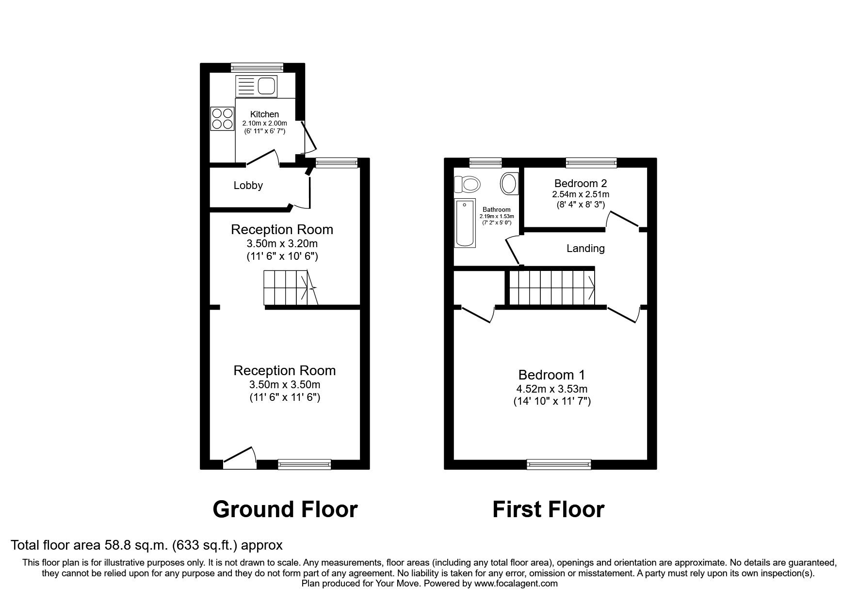 Floorplan of 2 bedroom Mid Terrace House to rent, Clarence Street, Nuneaton, Warwickshire, CV11