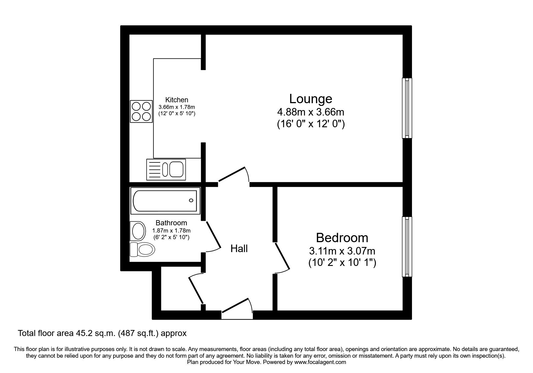 Floorplan of 1 bedroom  Flat to rent, Childes Court, 23 Henry Street, Warwickshire, CV11