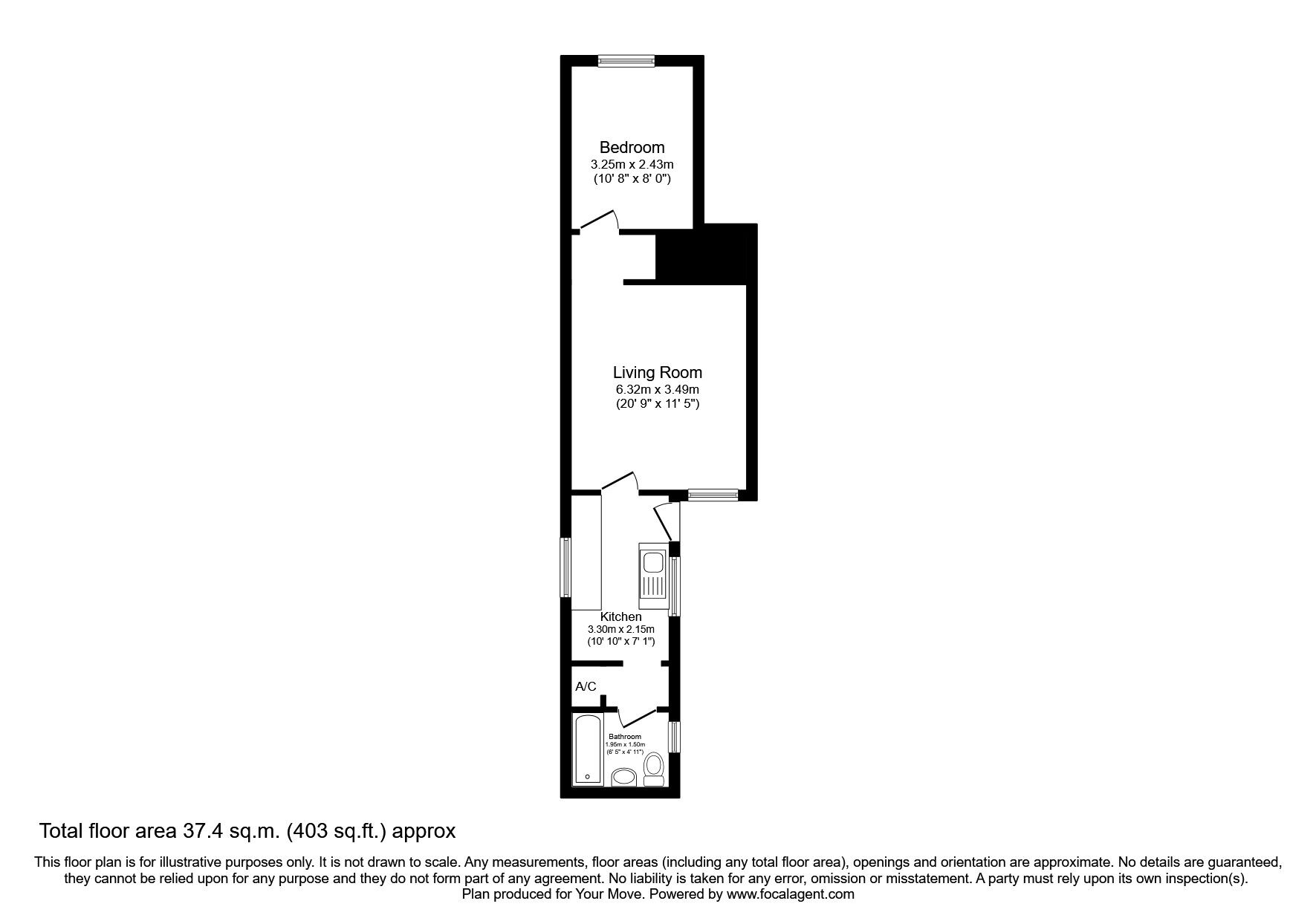 Floorplan of 1 bedroom Flat to rent, Bull Street, Nuneaton, Warwickshire, CV11