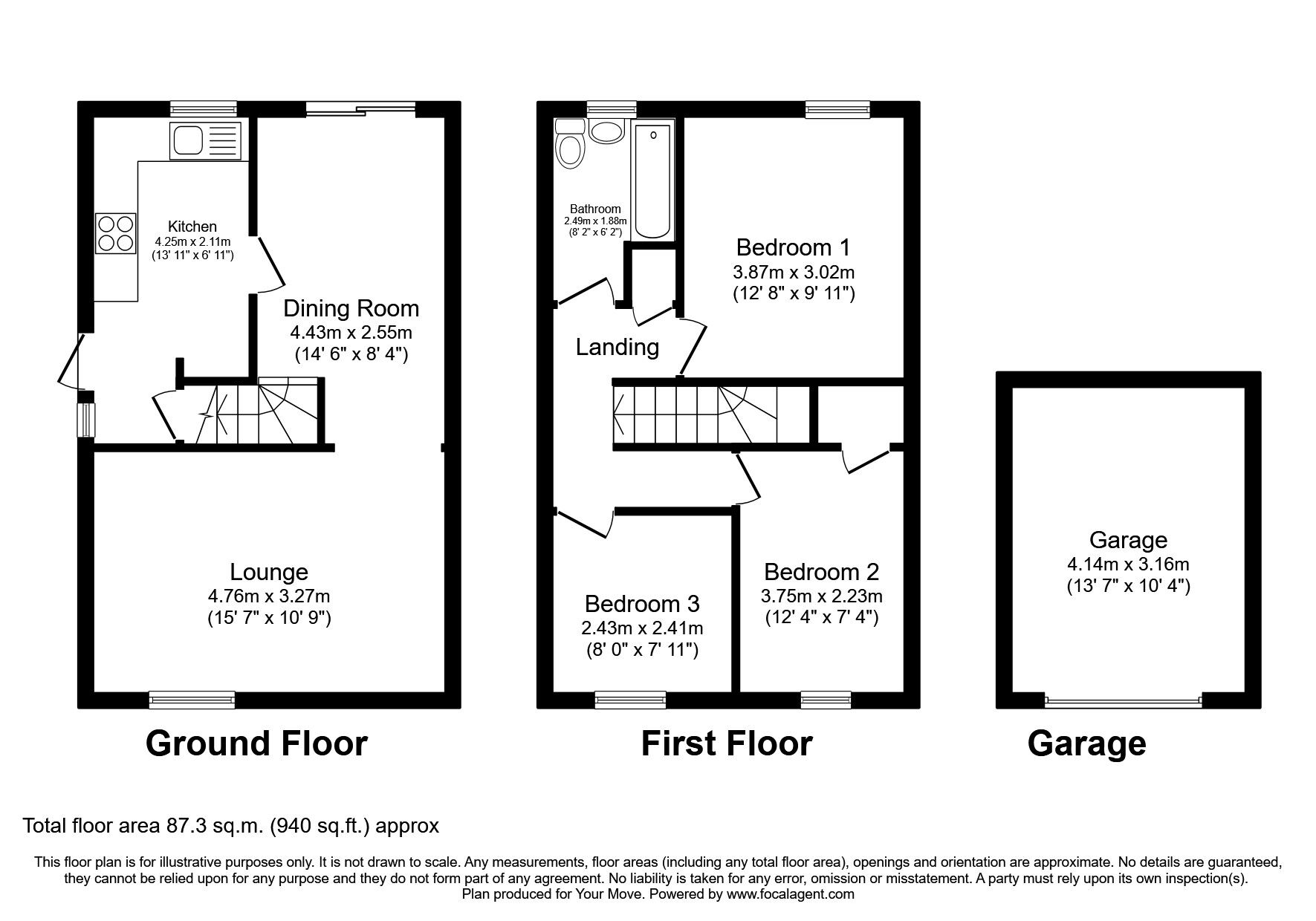 Floorplan of 3 bedroom Semi Detached House for sale, Brackendale Drive, Nuneaton, Warwickshire, CV10