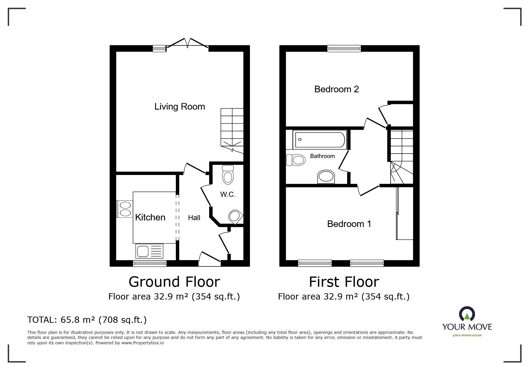 Floorplan of 2 bedroom Mid Terrace House to rent, Seven Foot Lane, Nuneaton, Warwickshire, CV10