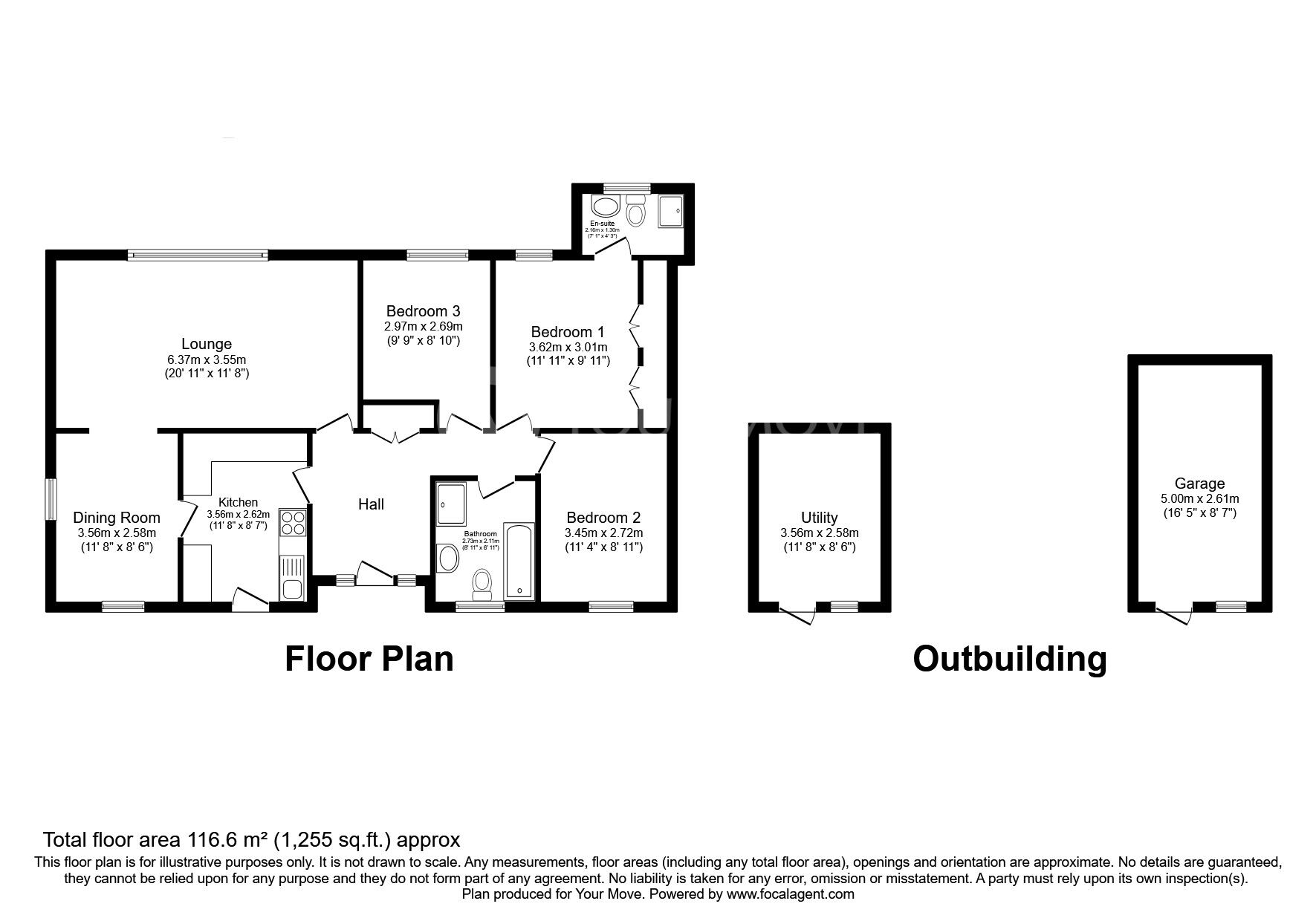 Floorplan of 3 bedroom Detached Bungalow for sale, George Fox Lane, Fenny Drayton, Leicestershire, CV13