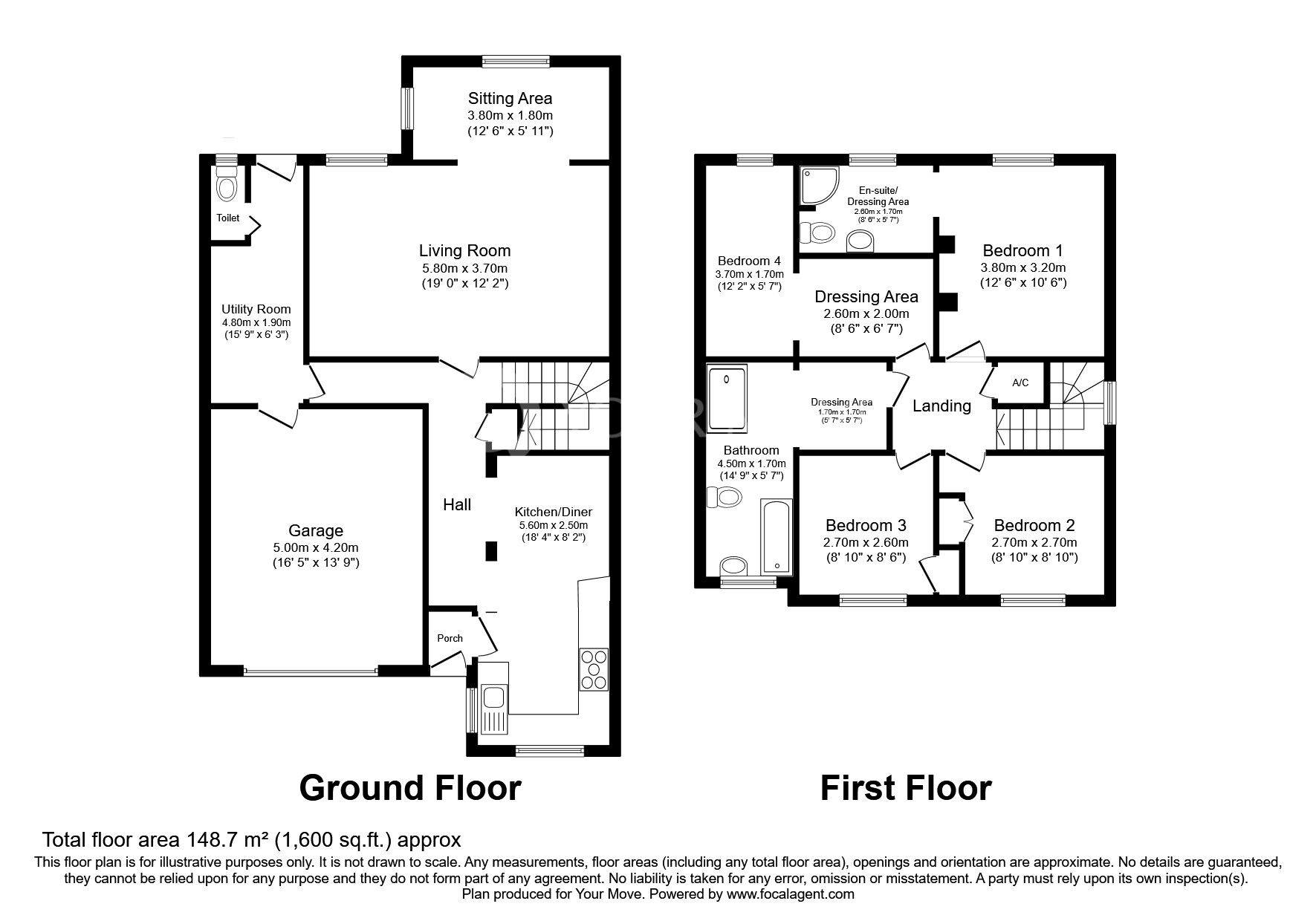 Floorplan of 4 bedroom Detached House for sale, Skelwith Rise, Nuneaton, Warwickshire, CV11
