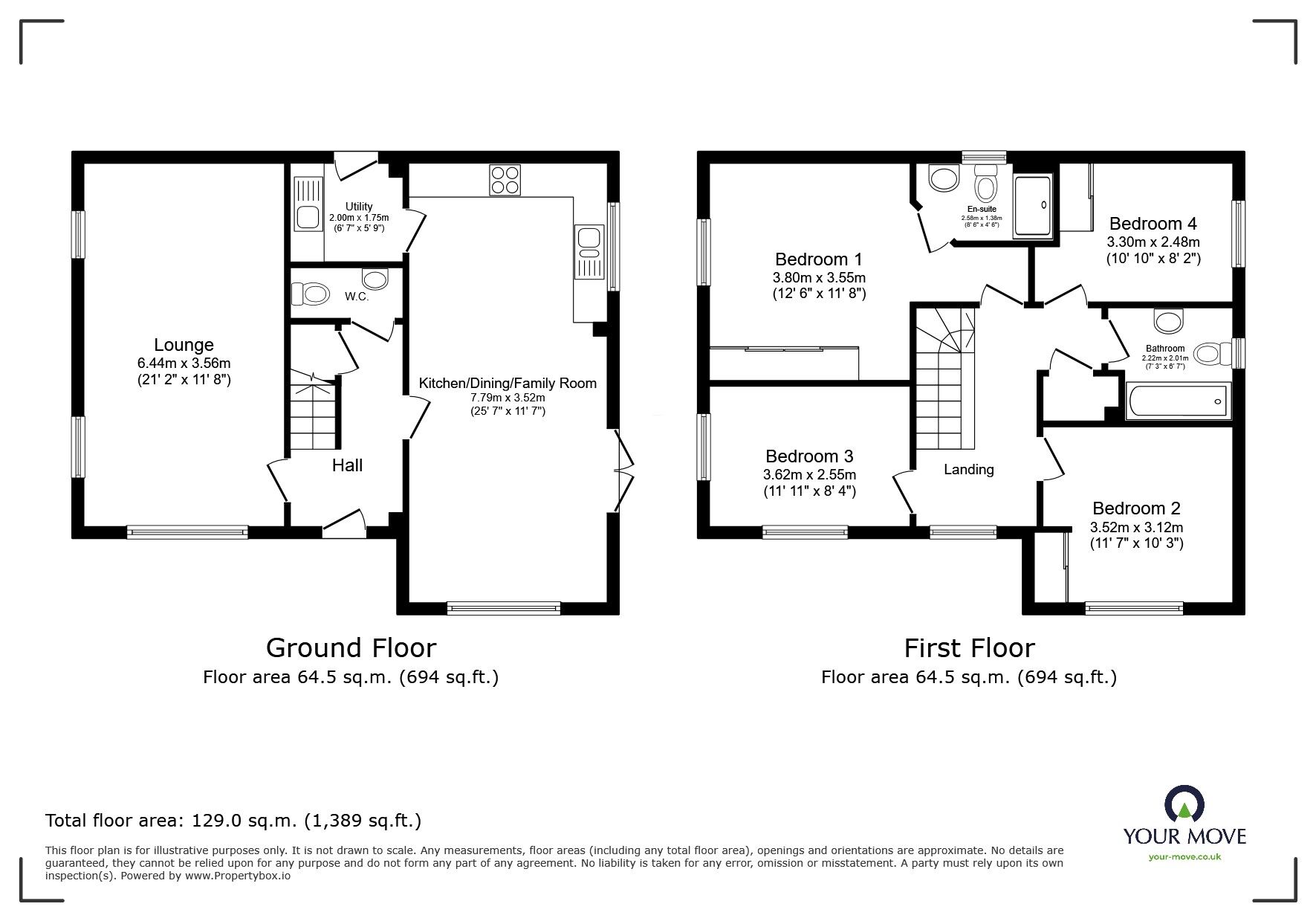 Floorplan of 4 bedroom Detached House to rent, Hadrian Way, Nuneaton, Warwickshire, CV11