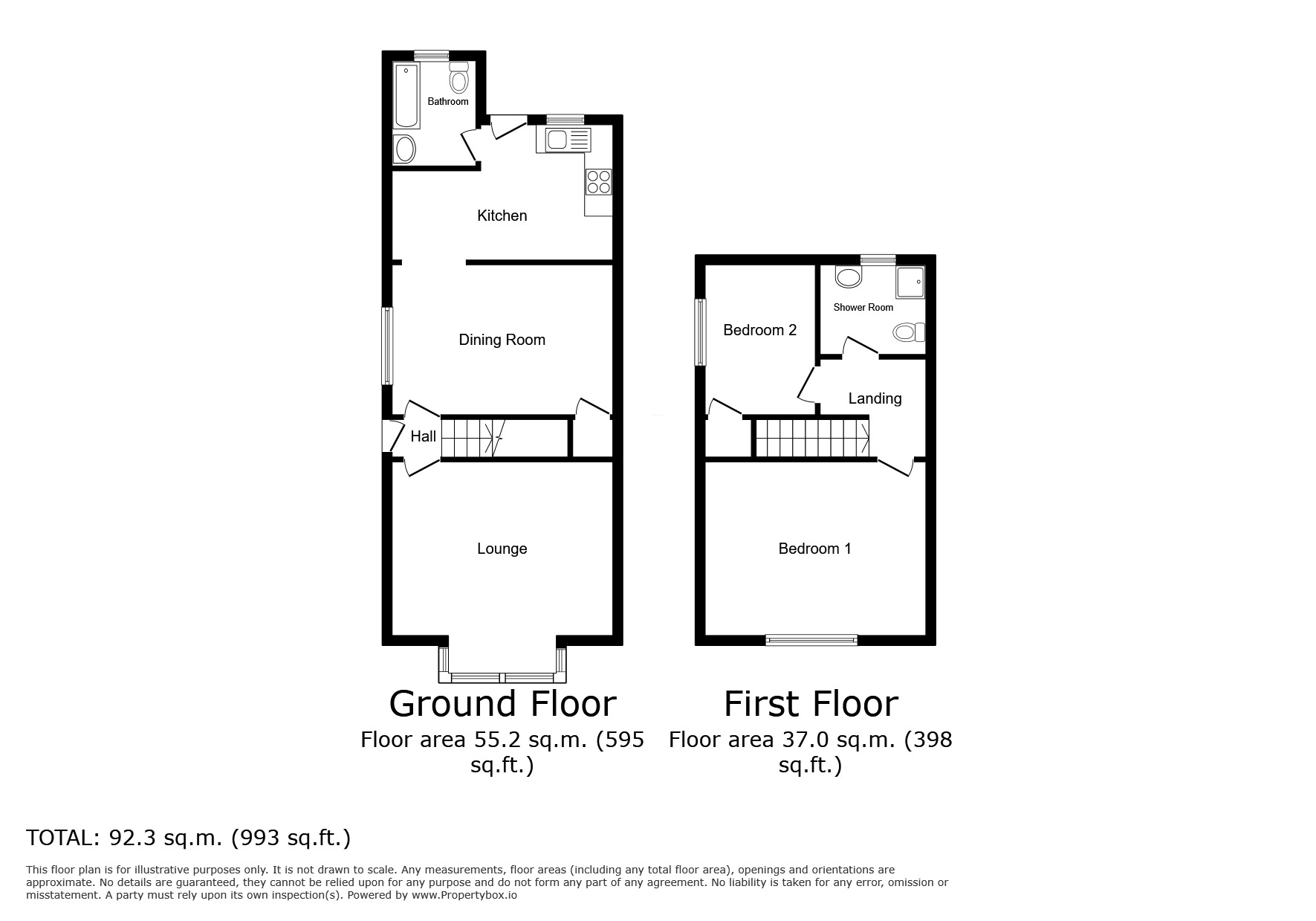 Floorplan of 2 bedroom End Terrace House for sale, Glenfield Avenue, Nuneaton, Warwickshire, CV10
