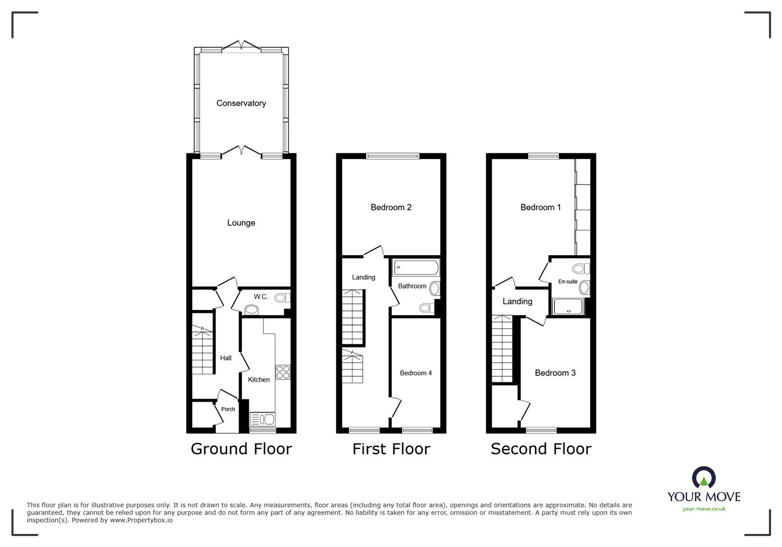 Floorplan of 4 bedroom Mid Terrace House for sale, Mimosa Close, Nuneaton, Warwickshire, CV10