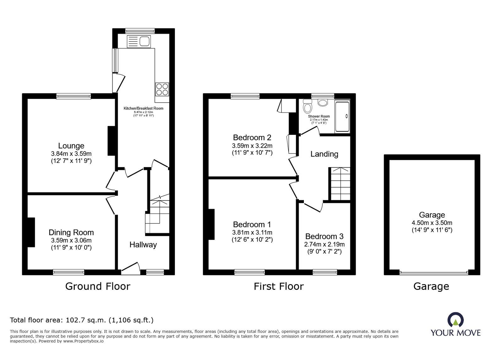 Floorplan of 3 bedroom End Terrace House for sale, Randle Road, Nuneaton, Warwickshire, CV10