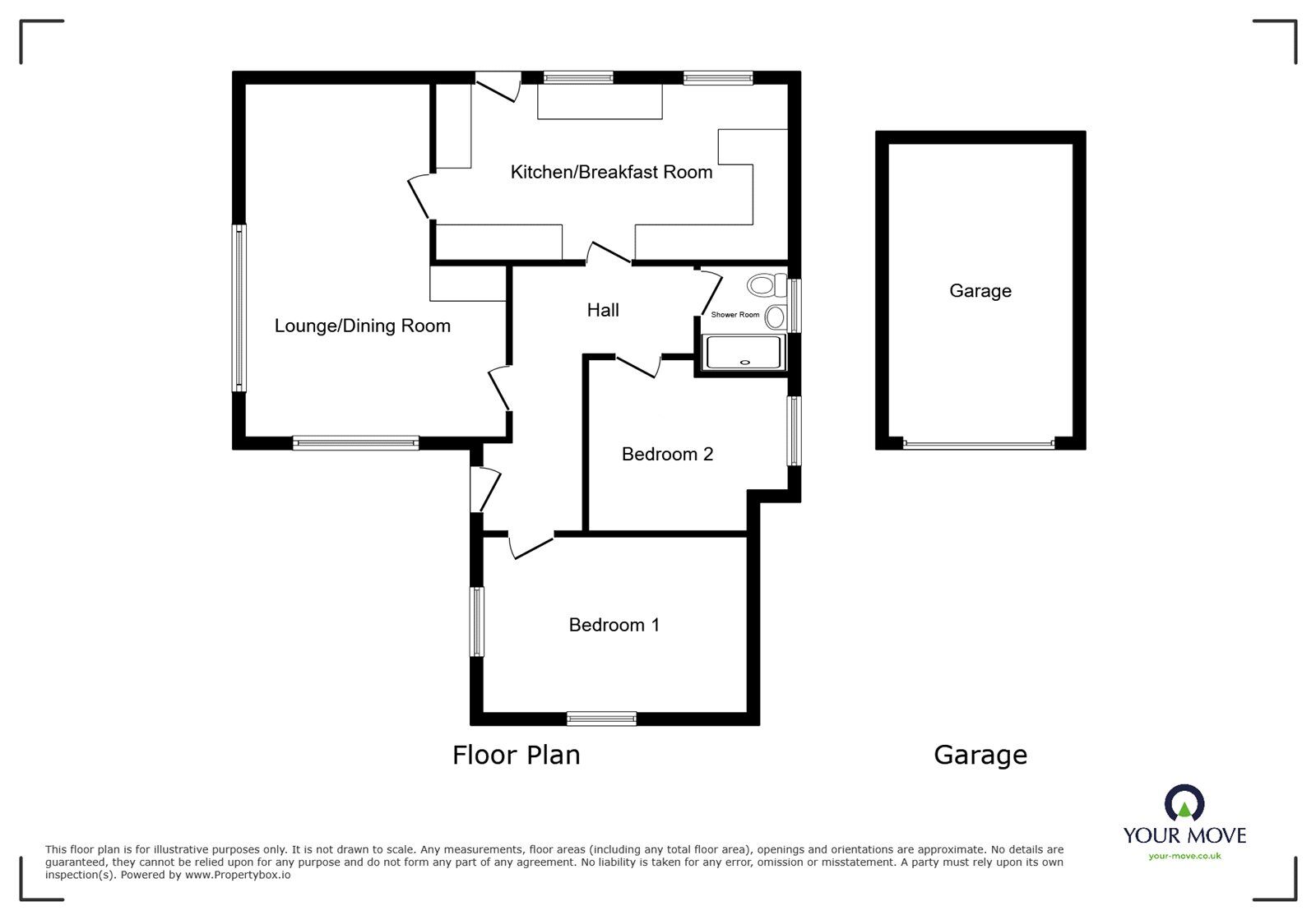 Floorplan of 2 bedroom Detached Bungalow for sale, Hillside, Nuneaton, Warwickshire, CV10