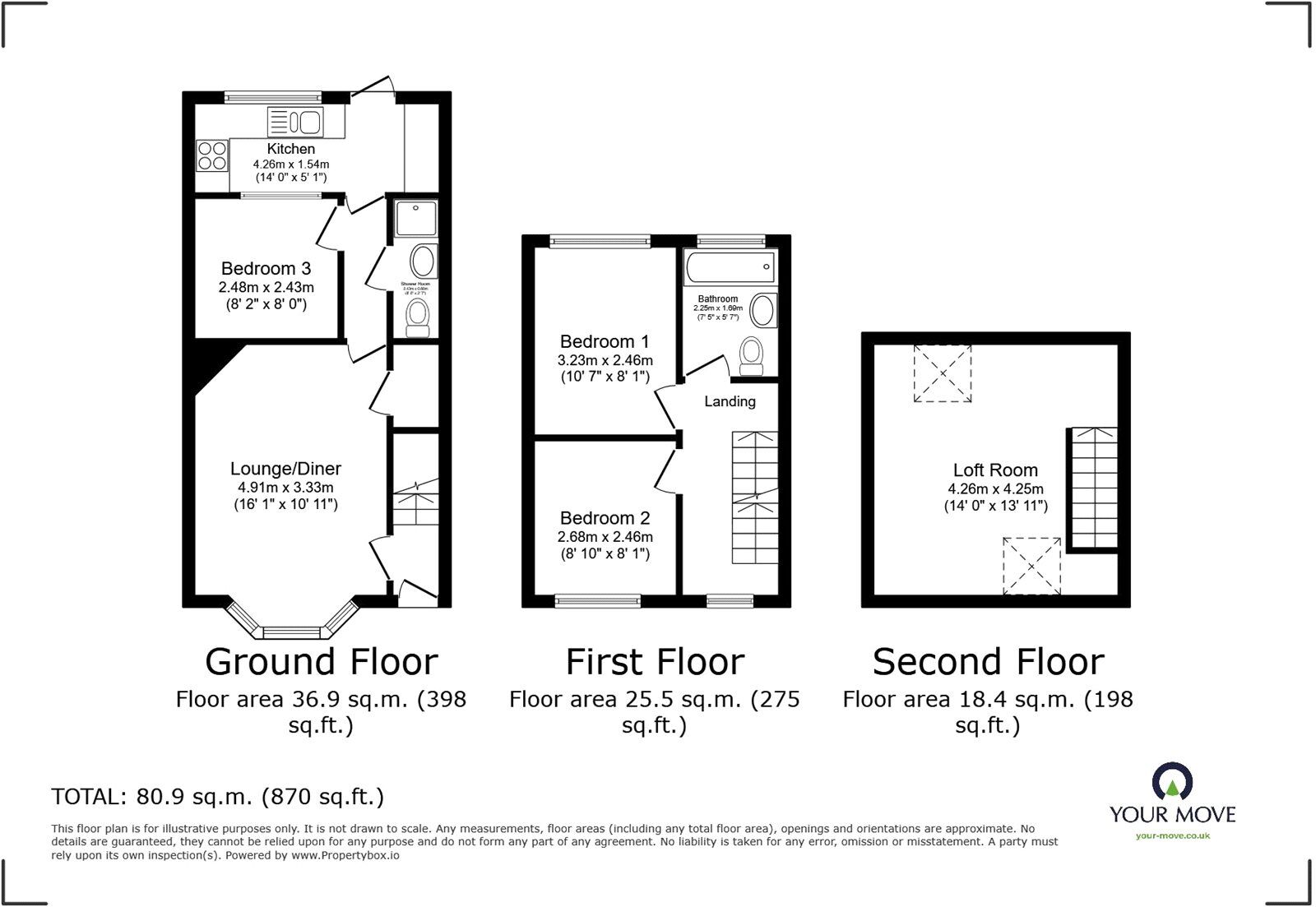 Floorplan of 2 bedroom Mid Terrace House for sale, George Street, Gun Hill, Coventry, CV7