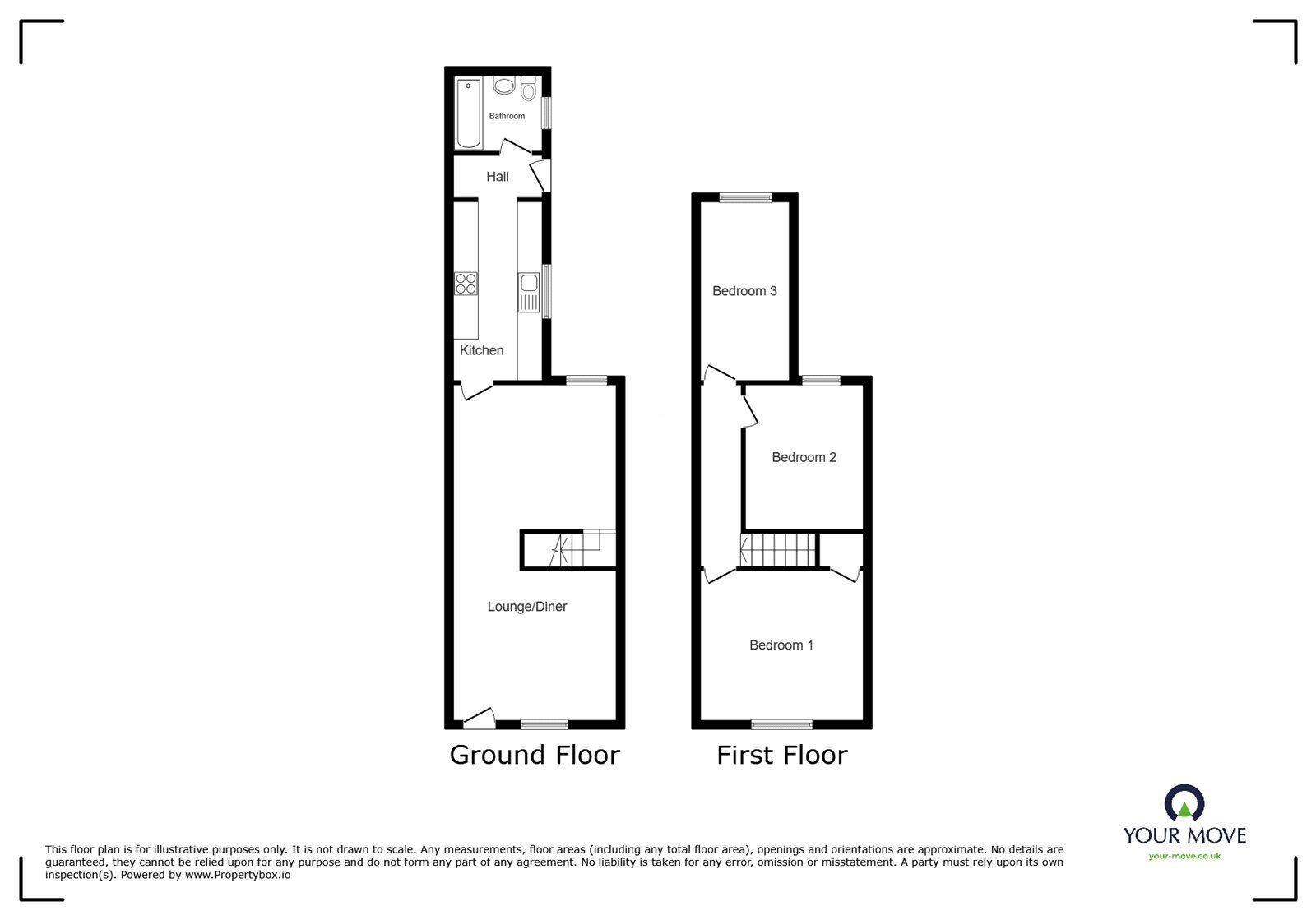 Floorplan of 3 bedroom Mid Terrace House for sale, Willington Street, Nuneaton, Warwickshire, CV11