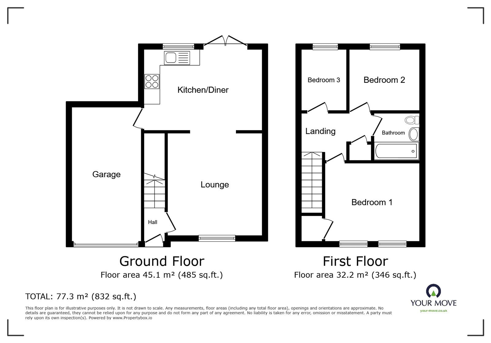 Floorplan of 3 bedroom Semi Detached House for sale, Orford Rise, Galley Common, Warwickshire, CV10