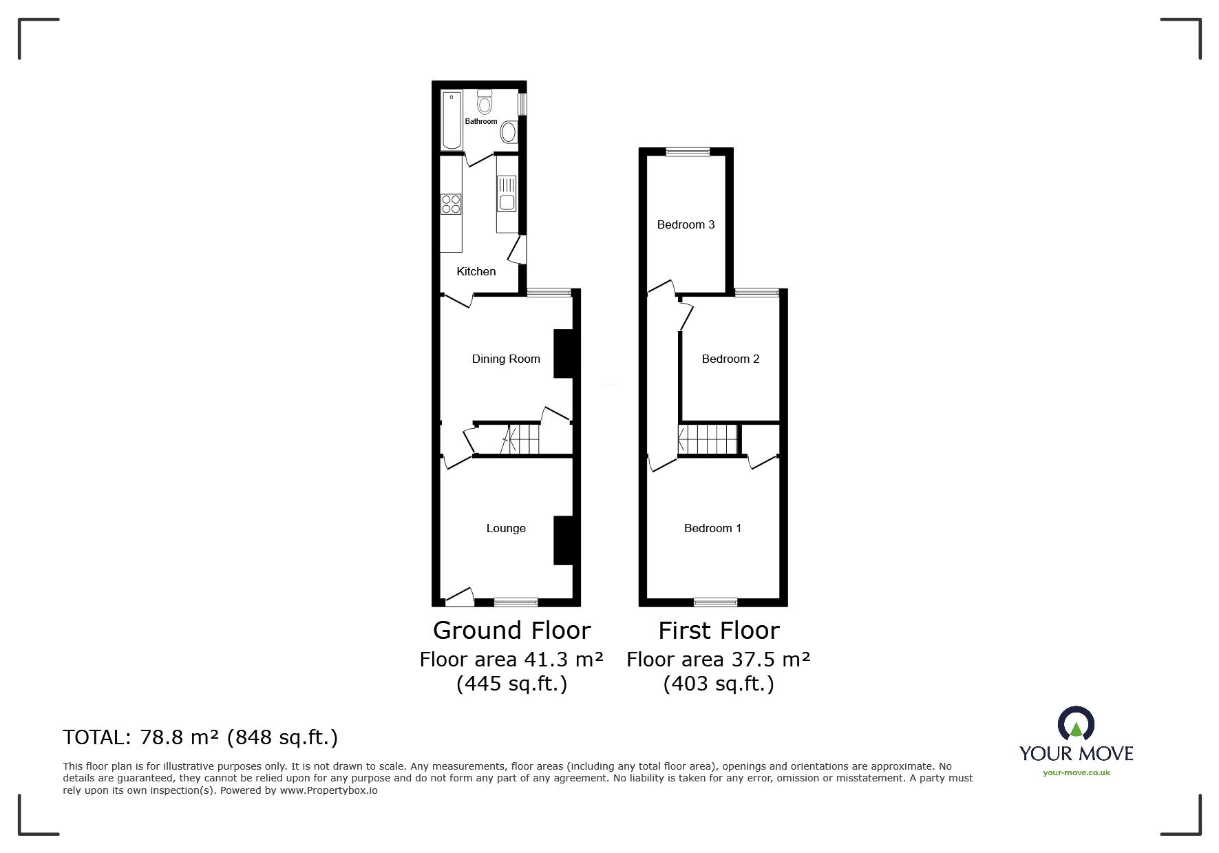 Floorplan of 3 bedroom Mid Terrace House to rent, Alexandra Street, Nuneaton, Warwickshire, CV11