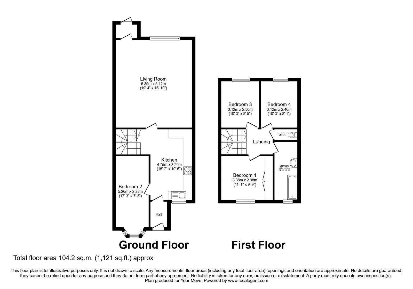 Floorplan of 4 bedroom Semi Detached House for sale, Garrett Street, Nuneaton, Warwickshire, CV11