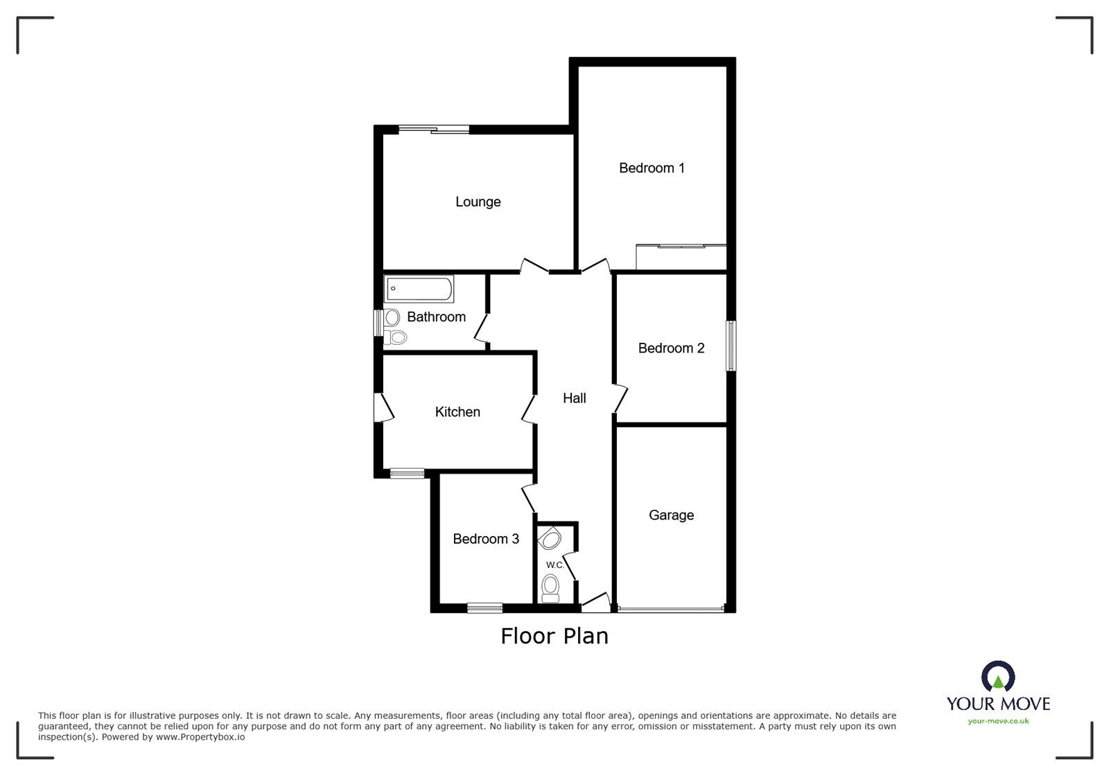 Floorplan of 3 bedroom Detached Bungalow for sale, Meadowside, Nuneaton, Warwickshire, CV11