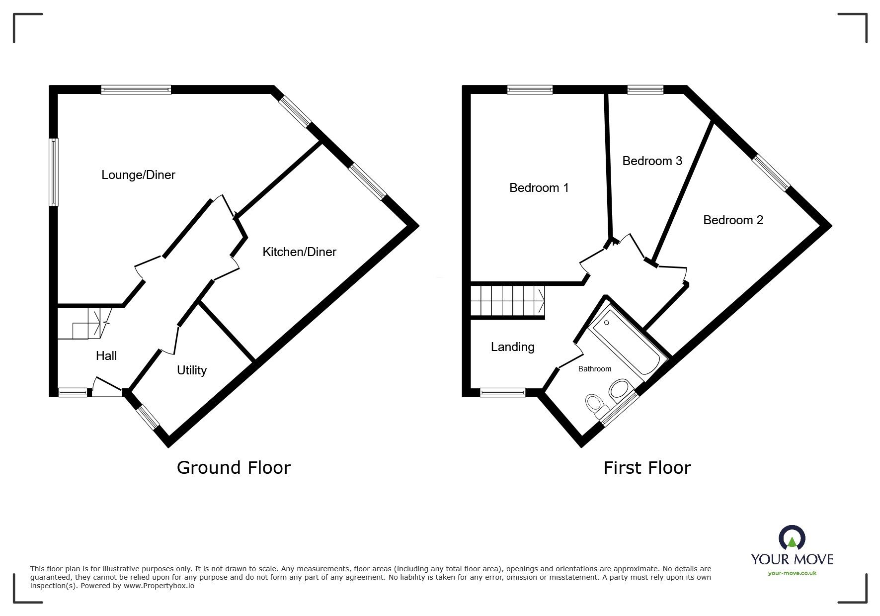 Floorplan of 3 bedroom End Terrace House to rent, George Street, Gun Hill, Warwickshire, CV7